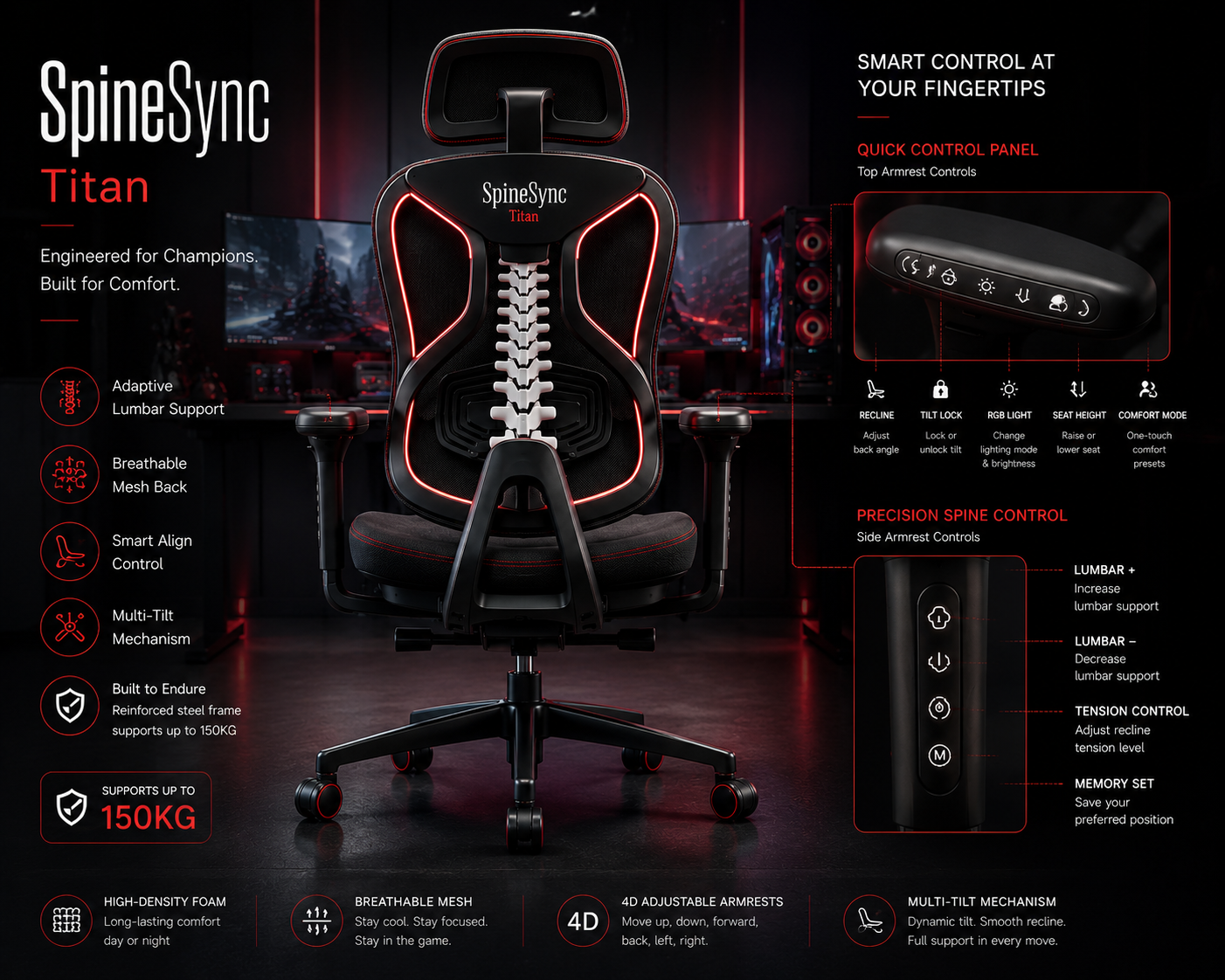 SpineSync Titan | Premium Ergonomic Gaming Chair